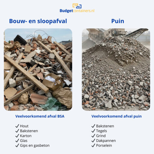 Bouw-en sloopafval vs puin
