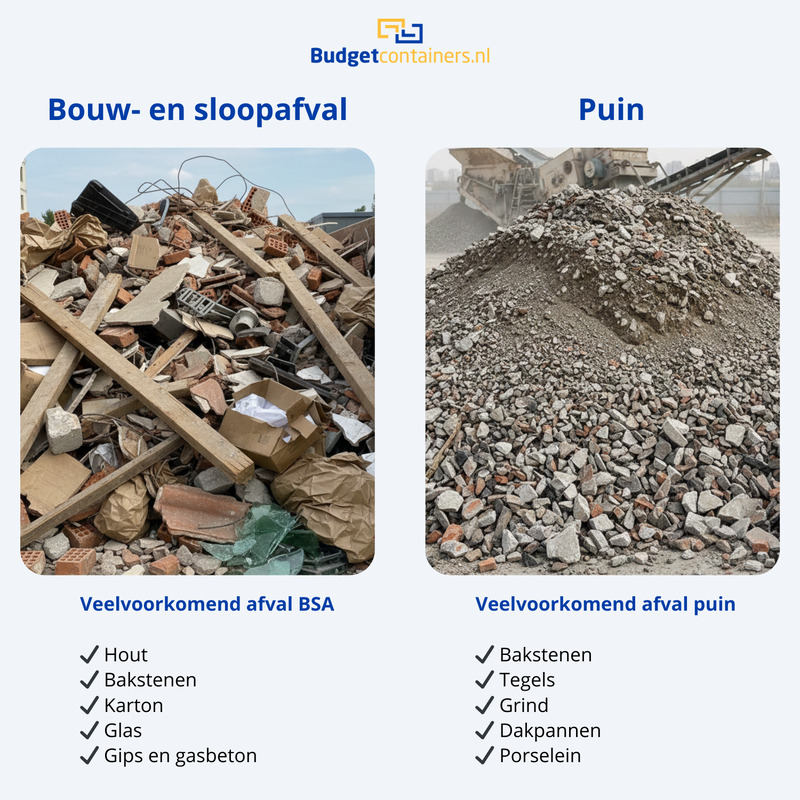 Puinafval vs bouw- en sloopafval